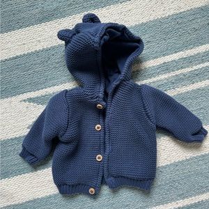 Navy Bear Knit Jacket